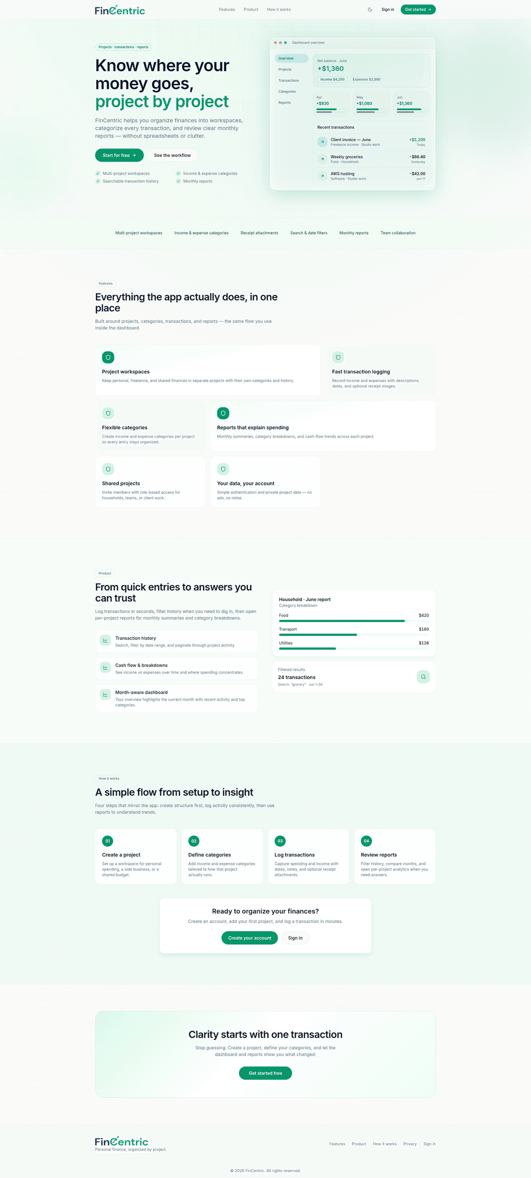 FinCentric — Project-Based Personal Finance Tracker